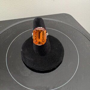 Vintage Amber Glass Ring Size 6
